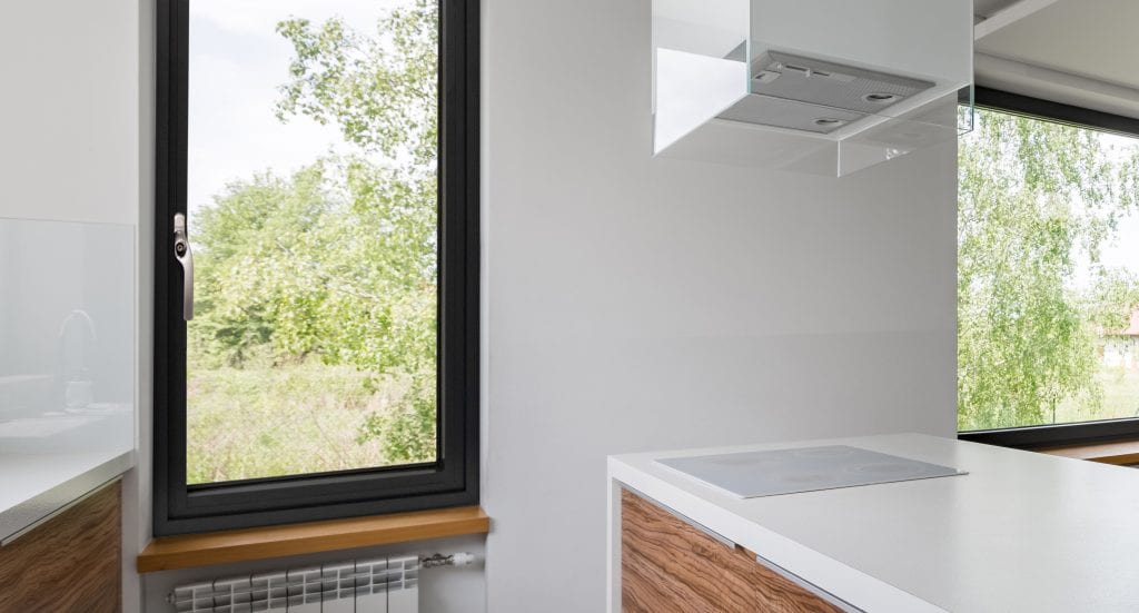 flush aluminium window in kitchen